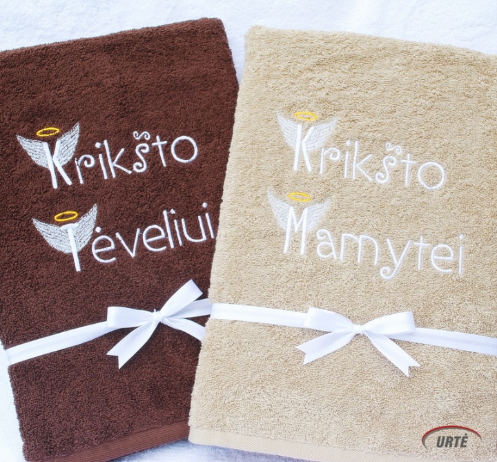 Angeliuko sparniukai - Siuvinėti rankšluosčiai Krikšto tėveliams