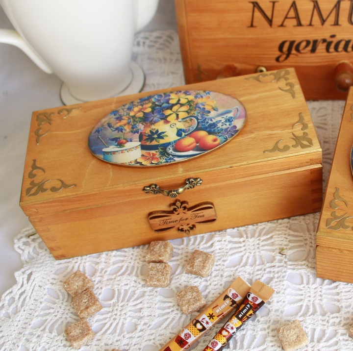 Wooden tea box 2 "Tea time" picture no. 3