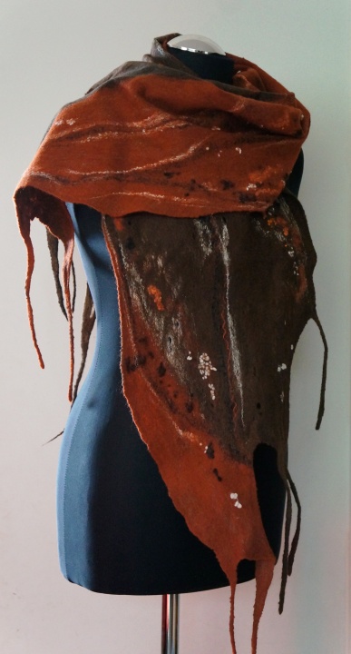 Merino wool scarf for women "Cinnamon". Handmade shawl for women.