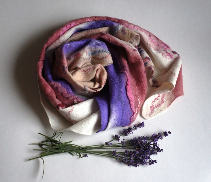 Merino wool scarf for women "Lavender". Handmade shawl for women.