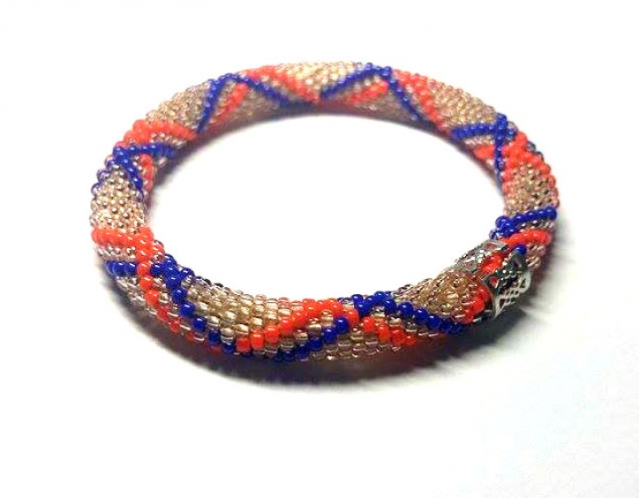 Rose bead crochet rope bracelet