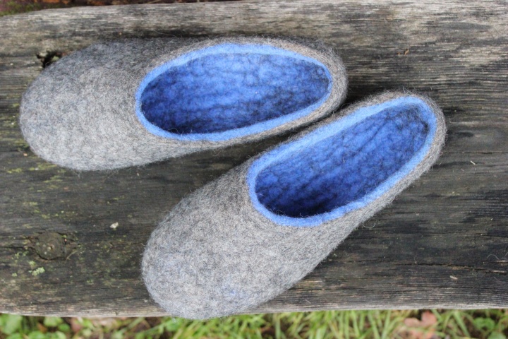 Felted slippers size 38/EU ,,grey-blue" picture no. 3