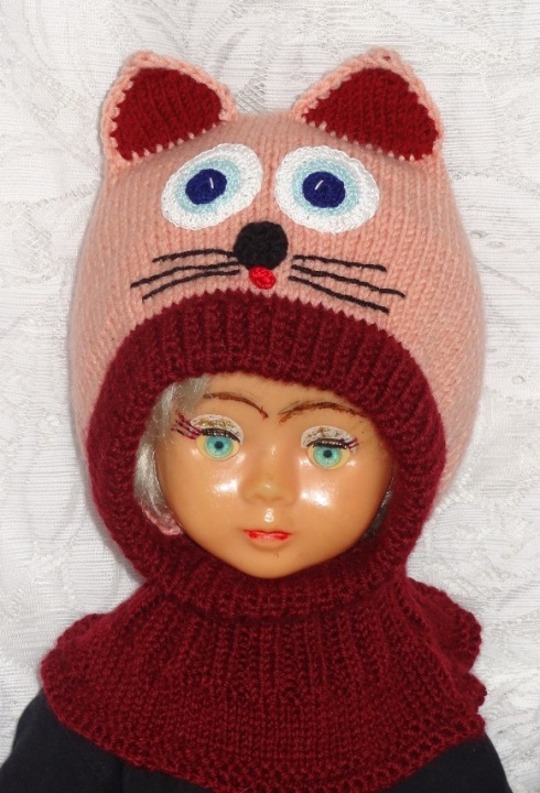 Hat helmet Pink -dark red cat