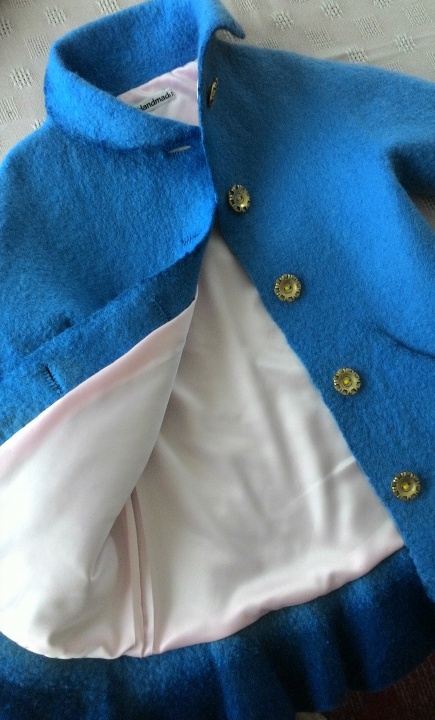 Blue felted coat for girl picture no. 3