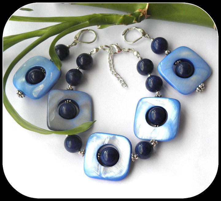 Beautiful Lazurite Gemstone Beads Bracelet, earrings