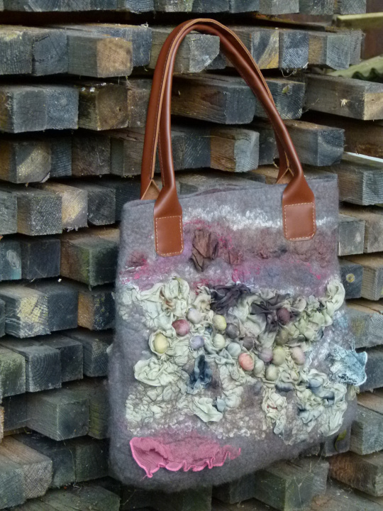 felted motley handbag leather handles "lost in"