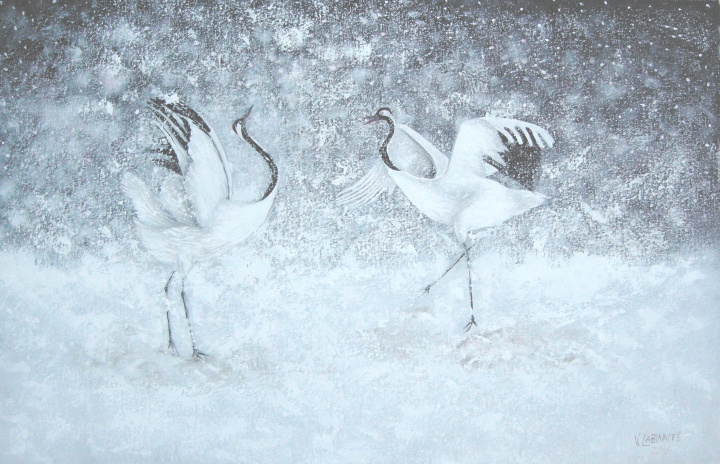 Cranes love dance 50x80