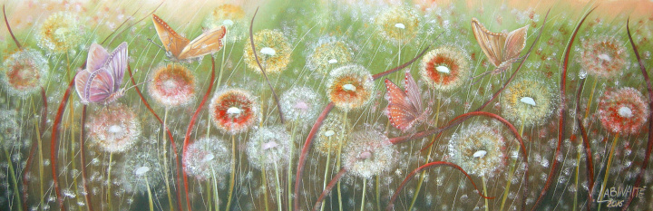 Fluff Meadow 30x90, oil/canvas