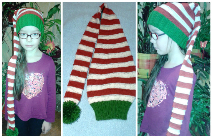 Striped hand knitted  hat