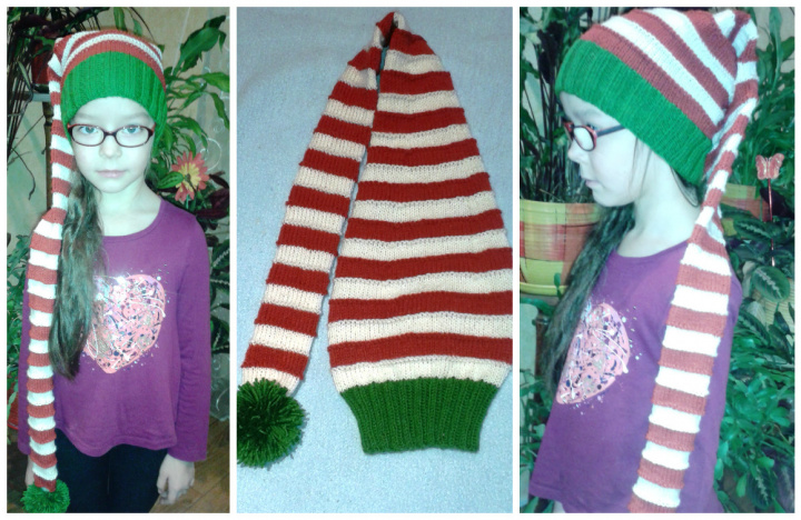 Striped hand knitted hat