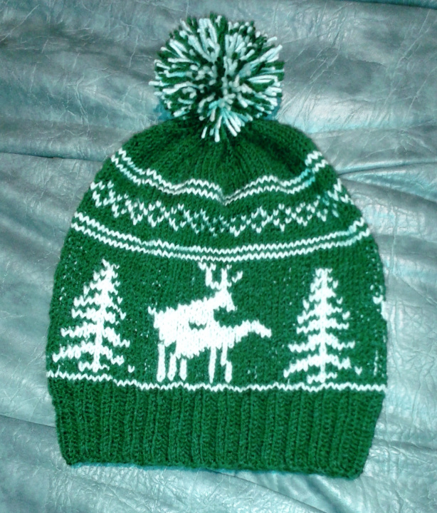 Hand knitted hat "Fornicating Deer"