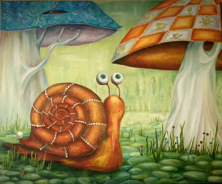 Walking around. Oil painting