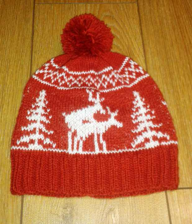 Hand knitted hat "Fornicating Deer"