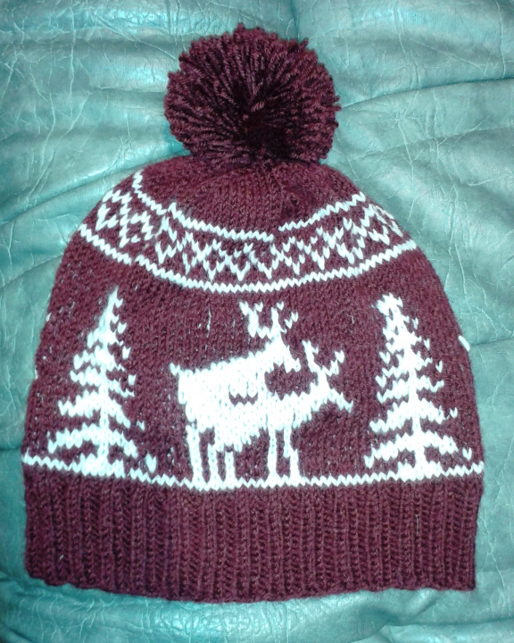Hand knitted hat "Fornicating Deer"