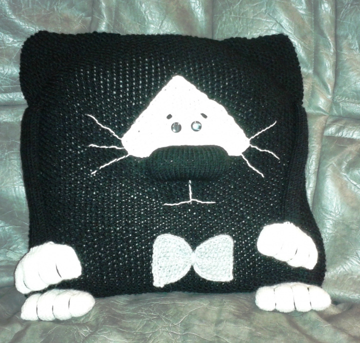Knitted pillow Cat