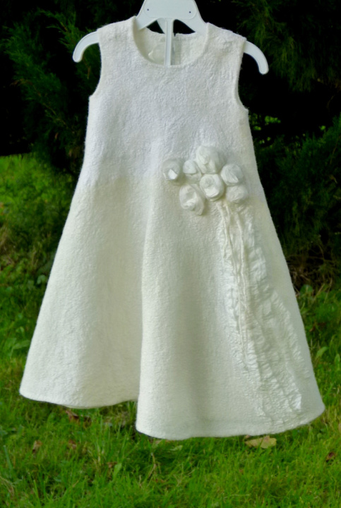 felted white dress "childhood"