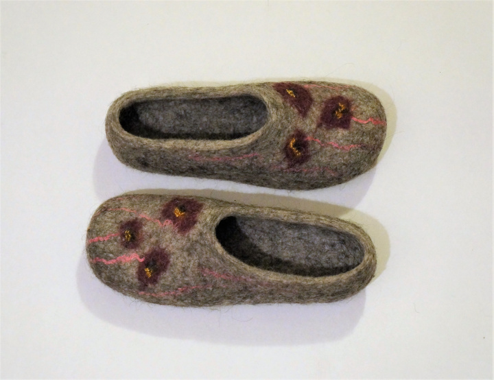 Eco felted slippers. Handmade. Felted shoes for women. Clogs. 100% natural wool 