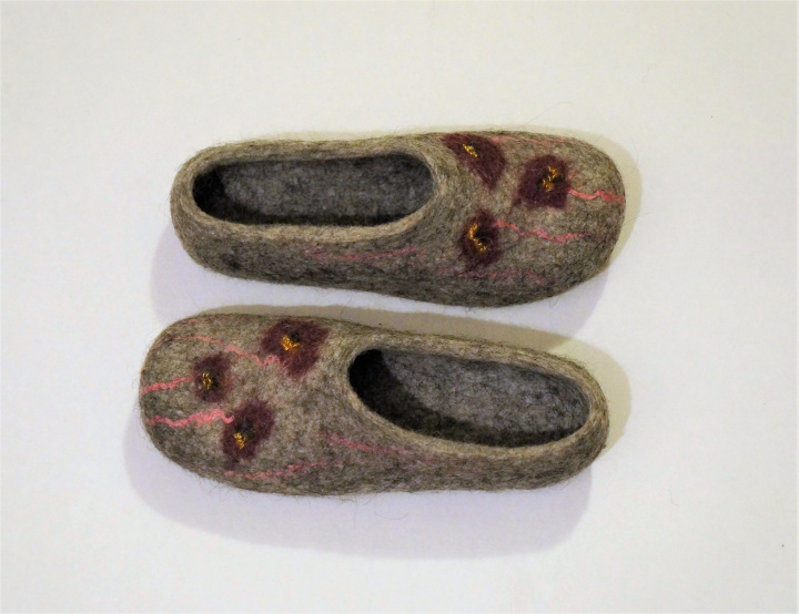 Eco felted slippers. Handmade. Felted shoes for women. Clogs. 100% natural wool