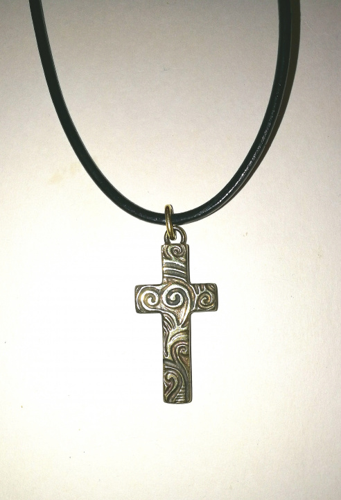 Brass cross, baltic ornaments