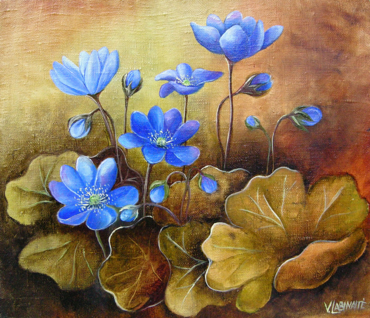 violets 35x30, oil painting