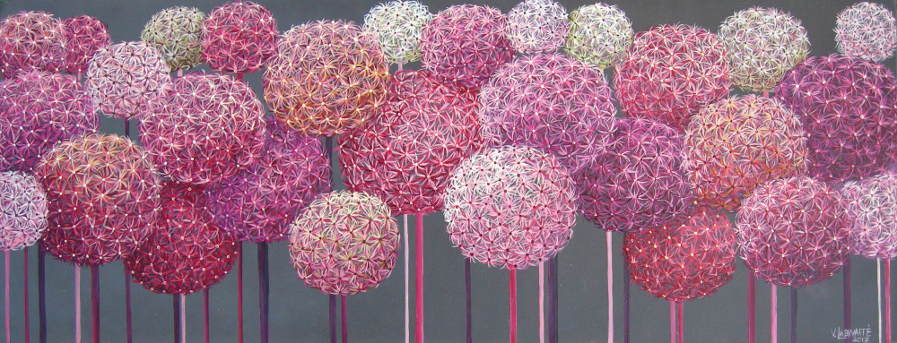 Dandelion Fluff 90x35, oil on canvas.