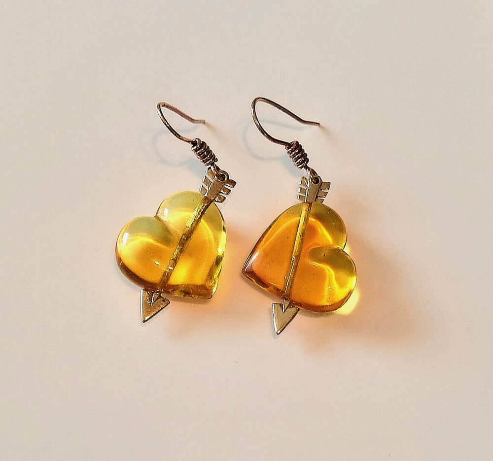 Earrings Amber hearts picture no. 2