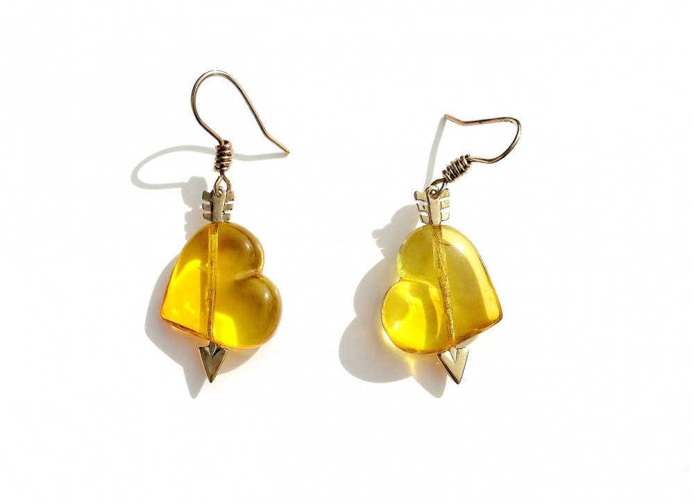 Earrings Amber hearts