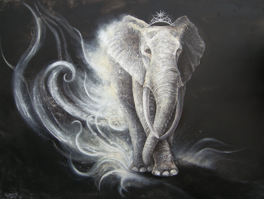 White elephant 120x90, oil on canvas.