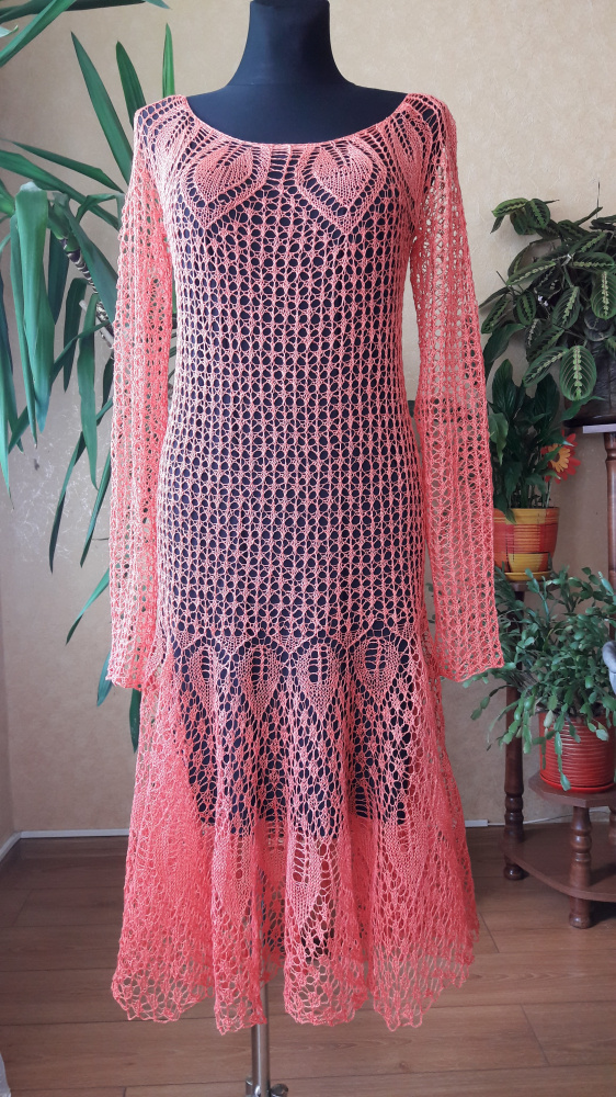 Linen falx lace dress