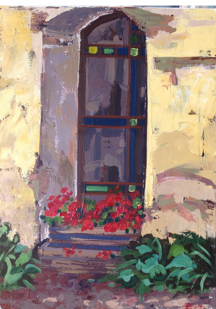 Old House Window. Acrylic painting on canvas. Canvas size 50x70cm.