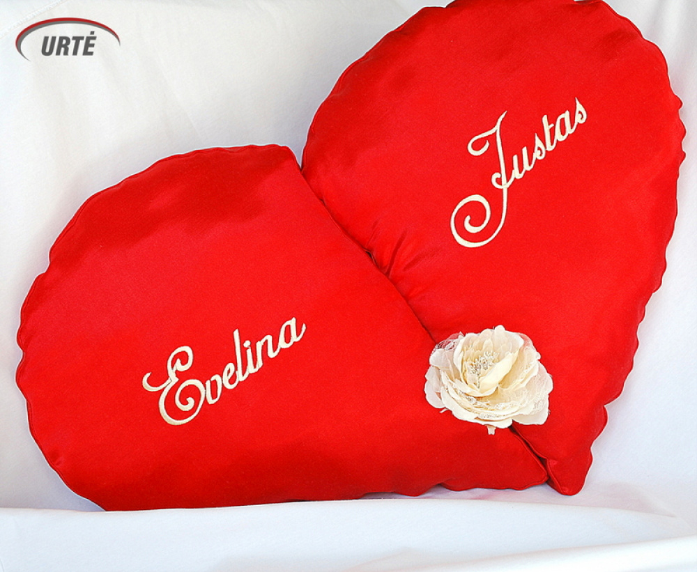 Two Hearts Beat As One Two pillow artist Urtestekstile Handmade for interior ideas made by Sewing
