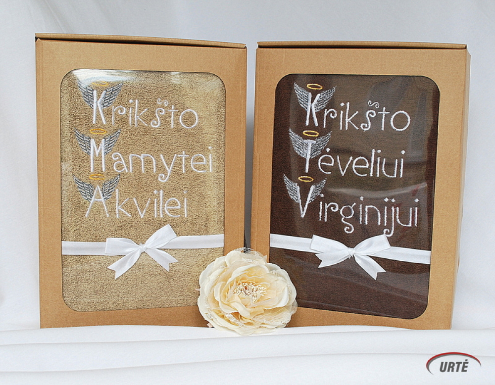 Palaiminti - Siuvinėti vardiniai rankšluosčiai Krikšto tėveliams