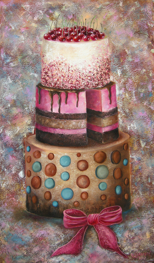 Festive cake 60x100, oil / canvas.