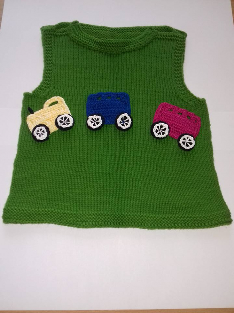 Knitted vest "Trains"