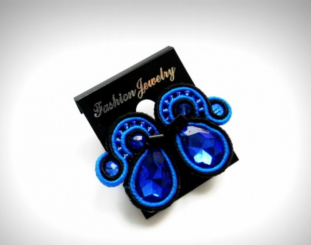 sutažo auskarai 'Blue"
