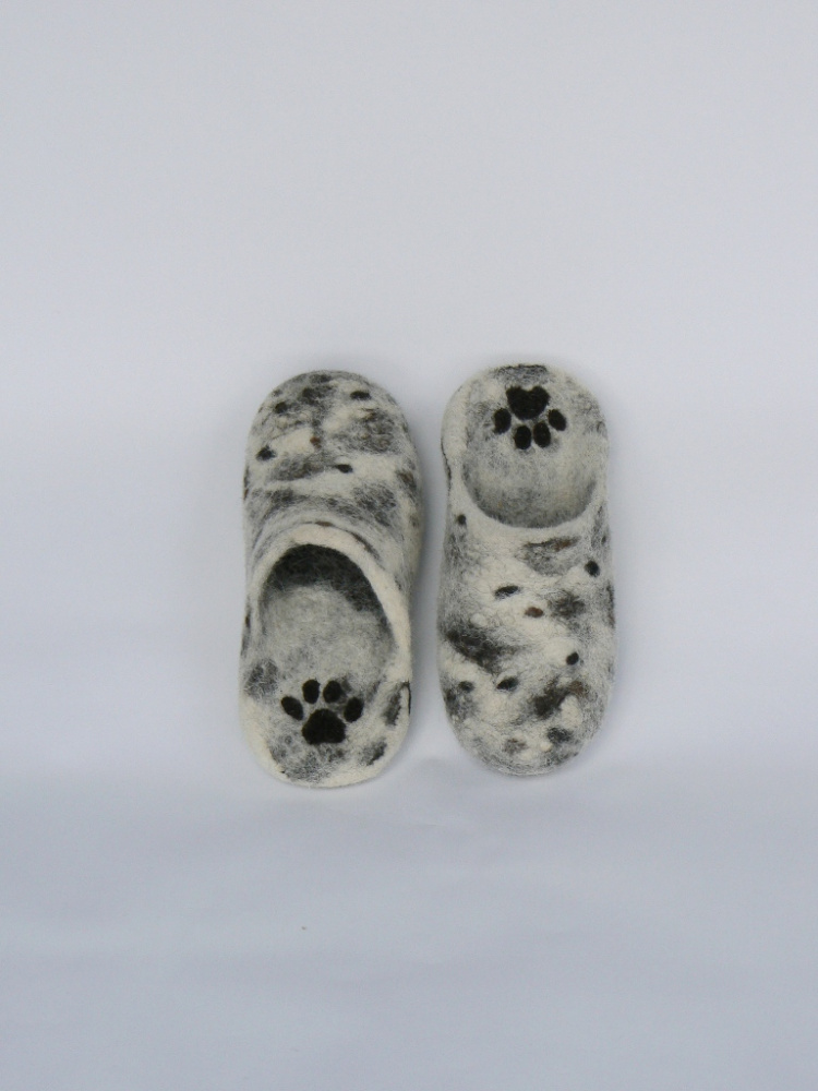 Slippers of Organic wool 100%-Natural wool slippers-Felted house shoes-Boiled sl picture no. 2