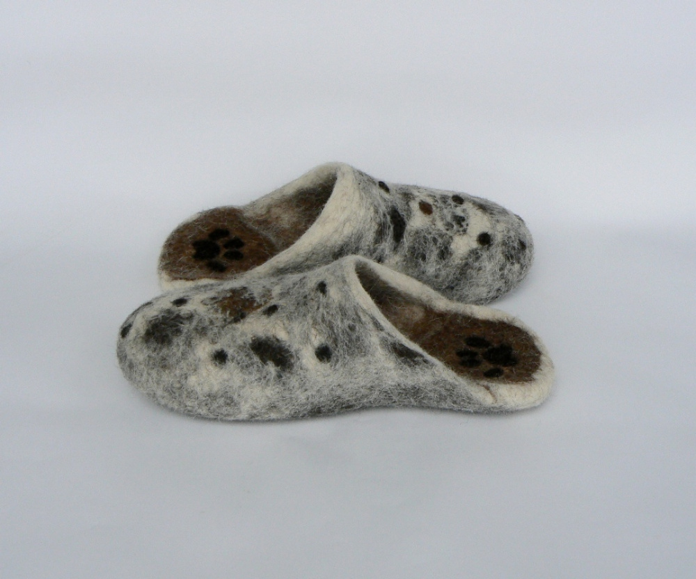 Slippers of Organic wool 100%-Natural wool slippers-Felted house shoes picture no. 2