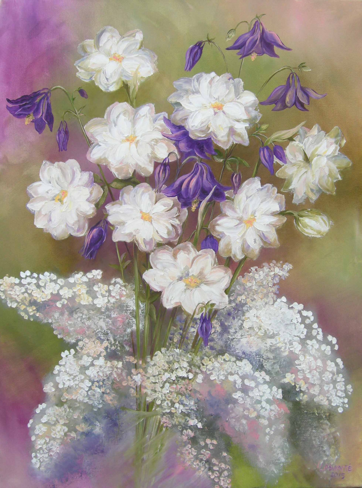 Alyvos ir narcizai 45x60, al./drobė