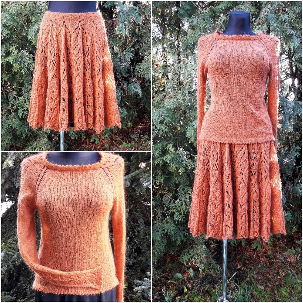 Hand knitted skirt suit