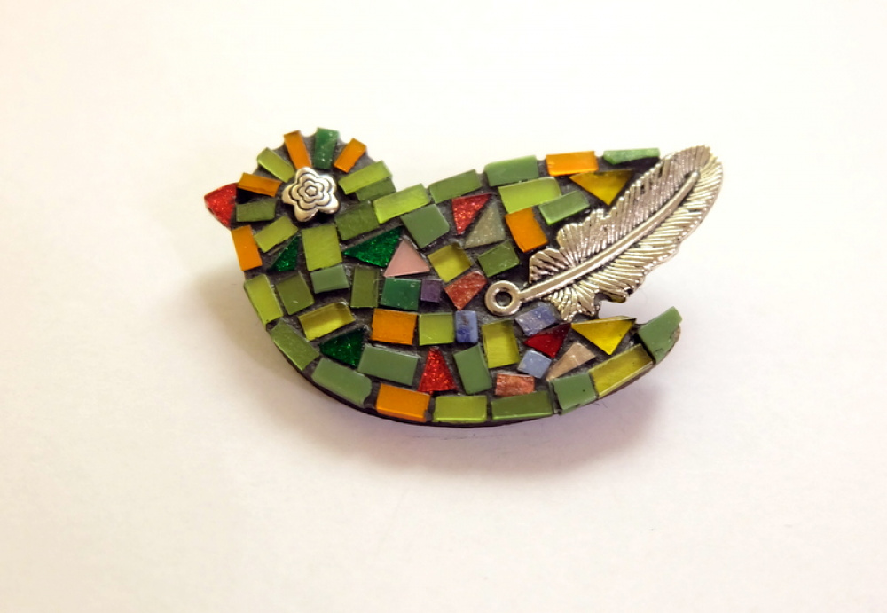 Mosaic brooch "Poultry ..."