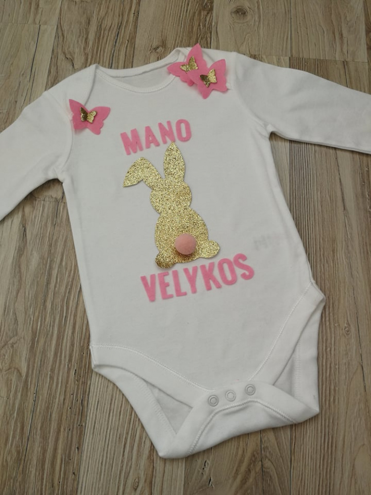 Dekoruotas velykinis bodžiukas mergaitei