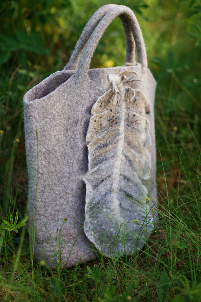 felted grey handbag