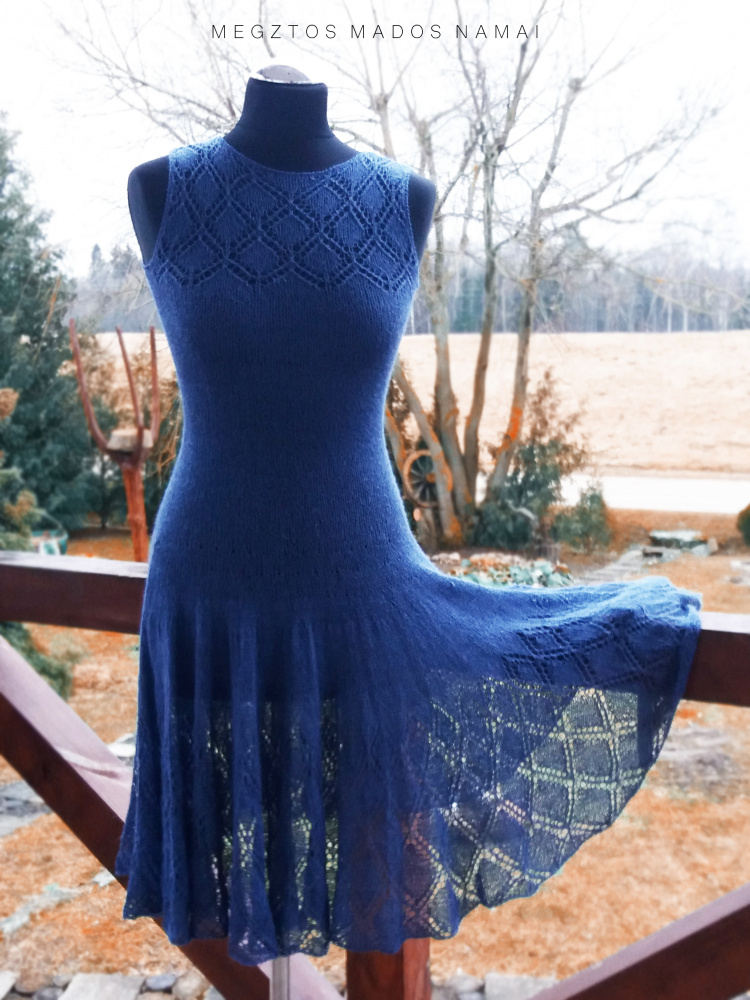 Short, blue dress.