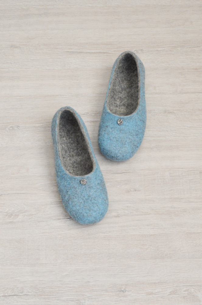 Felted women's house shoes Blue picture no. 3