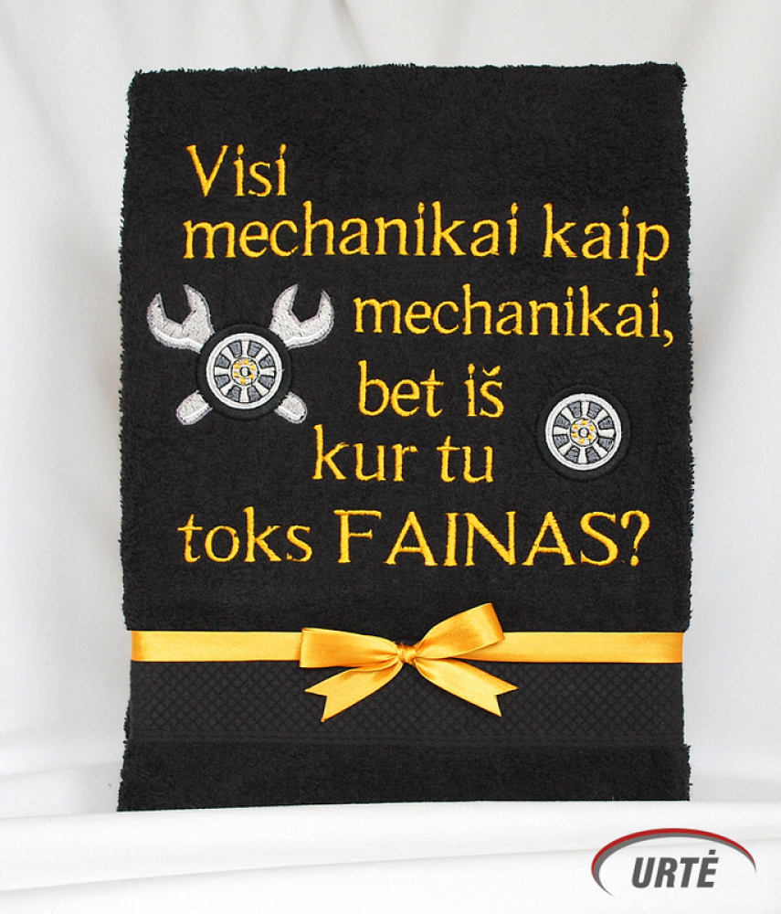 Dovana mechanikui - siuvinėtas rankšluostis
