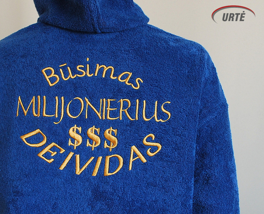 Medvilninis siuvinėtas chalatas būsimam MILIJONIERIUI!