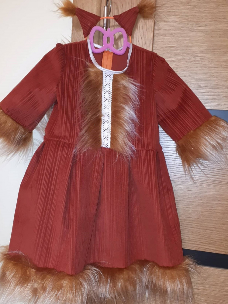Squirrel Carnival Costume for Girl: Dress with tail  and headband