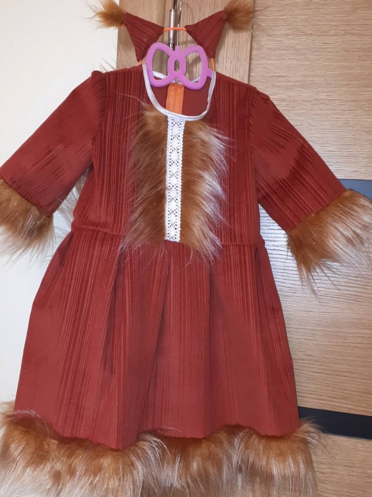 Squirrel Carnival Costume for Girl: Dress with tail and headband