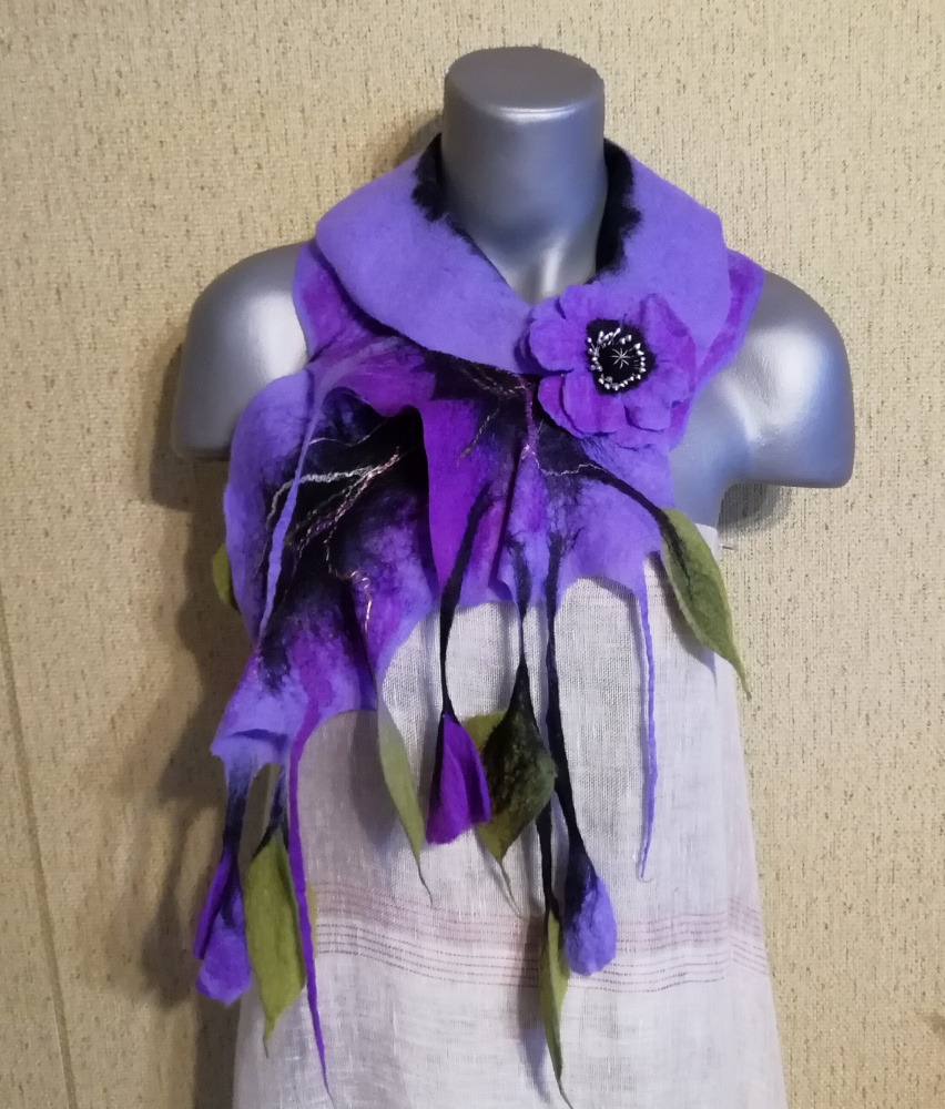 Veltas šalikas su sage alyvinės-violetinės spalvų