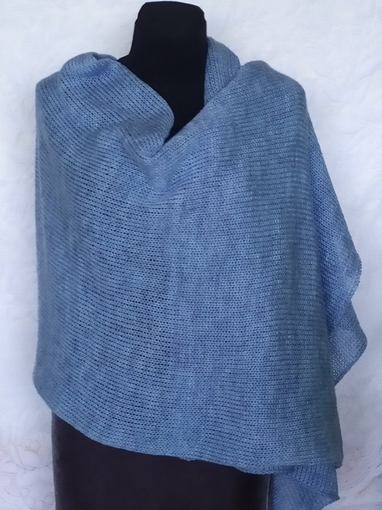 Big knitted blue grey scarf